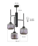 Lampa sufitowa 3xE27 ALUMA SMOKY