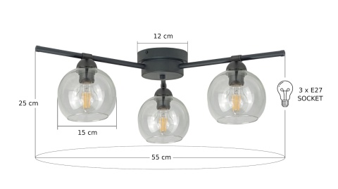 Lampa sufitowa 3xE27 BOZON CLEAR