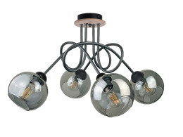 Lampa sufitowa 4xE27 RING BLACK/WOOD