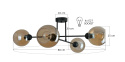 Lampa sufitowa 4xE27 VASCO BLACK/HONEY