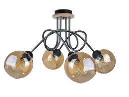 Lampa sufitowa 4xE27 VENUS BLACK/WOOD