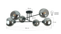 Lampa sufitowa 6xE27 VASCO BLACK/SMOKY