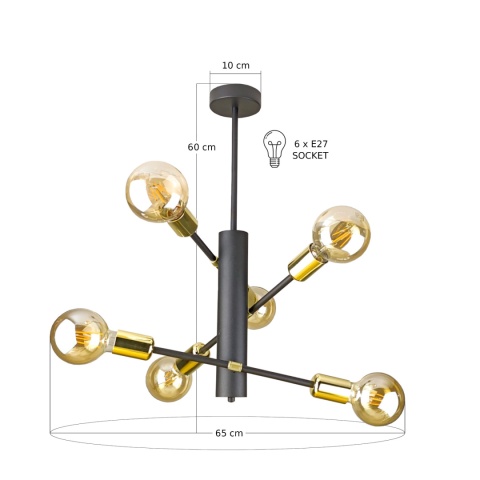Lampa sufitowa 6xE27 VELUM GOLD