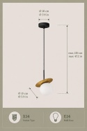 Lampa wisząca 1xE14 Aura Black/Gold
