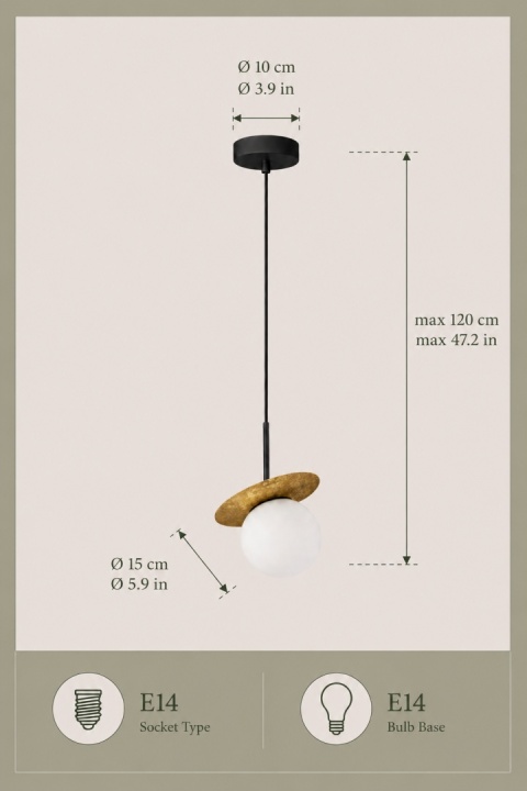 Lampa wisząca 1xE14 Aura Black/Gold