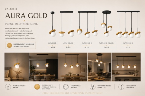 Lampa wisząca 1xE14 Aura Black/Gold