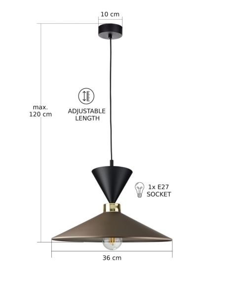 Lampa wisząca 1xE27 Amaris Black/Brown