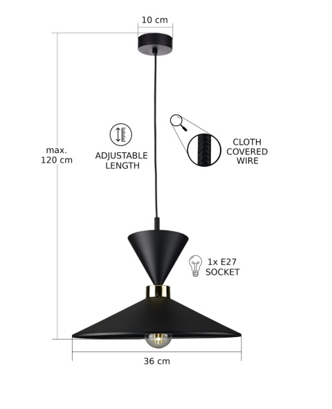 Lampa wisząca 1xE27 Amaris Black