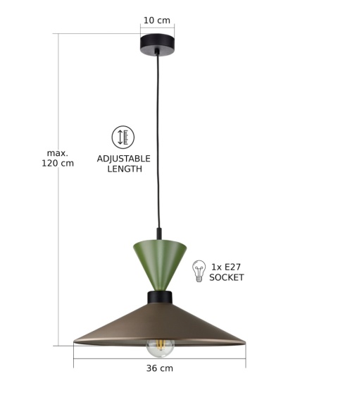 Lampa wisząca 1xE27 Amaris II Khaki/Brown
