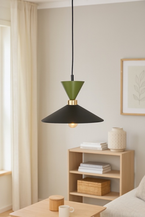 Lampa wisząca 1xE27 Amaris Khaki/Black