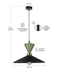 Lampa wisząca 1xE27 Amaris Khaki/Black