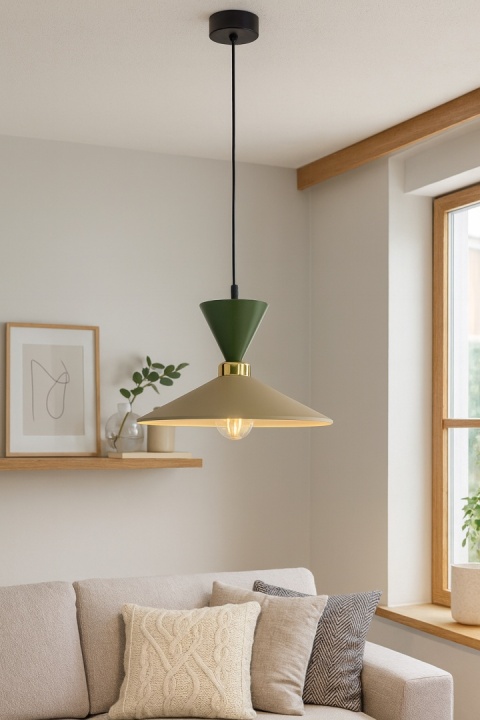 Lampa wisząca 1xE27 Amaris Khaki/Latte