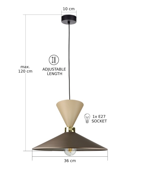 Lampa wisząca 1xE27 Amaris Latte/Brown