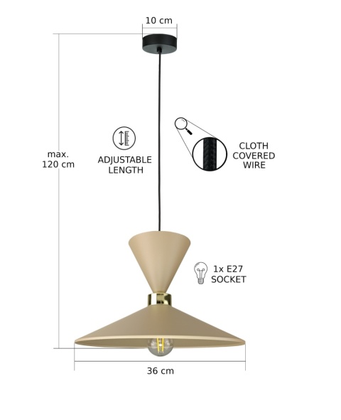 Lampa wisząca 1xE27 Amaris Latte