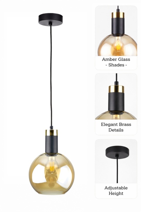 Lampa wisząca 1xE27 Auralis Black/Gold