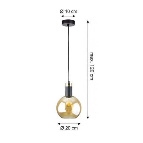 Lampa wisząca 1xE27 Auralis Black/Gold