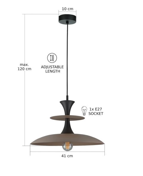 Lampa wisząca 1xE27 Celesta Brown/Black