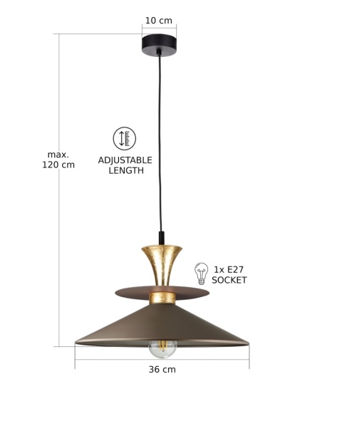 Lampa wisząca 1xE27 Della Gold/Brown