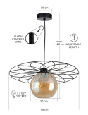 Lampa wisząca 1xE27 FIESTA LONG BLACK/HONEY