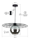 Lampa wisząca 1xE27 FIESTA LONG BLACK/SMOKY