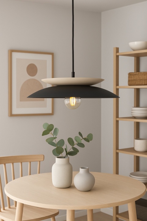 Lampa wisząca 1xE27 Ferro Black/Latte