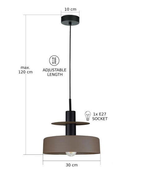 Lampa wisząca 1xE27 Solea Brown/Black
