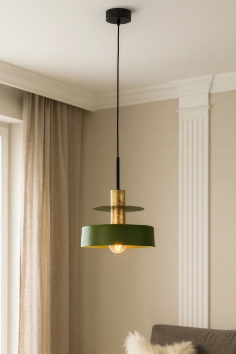Lampa wisząca 1xE27 Solea Khaki/Gold