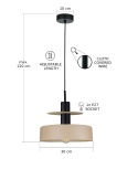 Lampa wisząca 1xE27 Solea Latte/Black