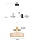 Pendant lamp 1xE27 Solea Latte/Gold