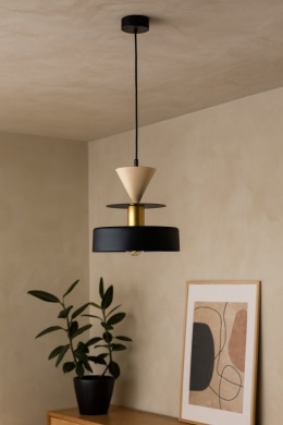 Lampa wisząca 1xE27 Valia Black/Latte