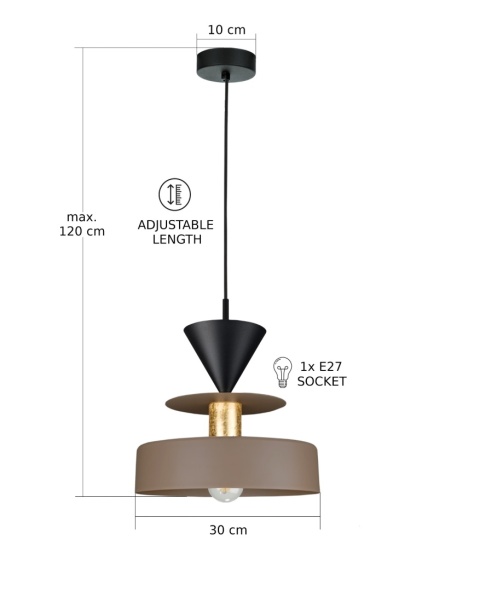 Pendant Lamp 1xE27 Valia Brown/Black