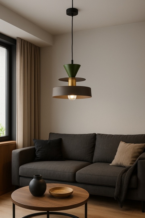 Lampa wisząca 1xE27 Valia Brown/Khaki
