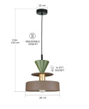 Lampa wisząca 1xE27 Valia Brown/Khaki
