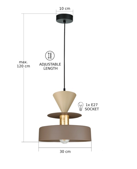 Pendant Lamp 1xE27 Valia Brown/Latte