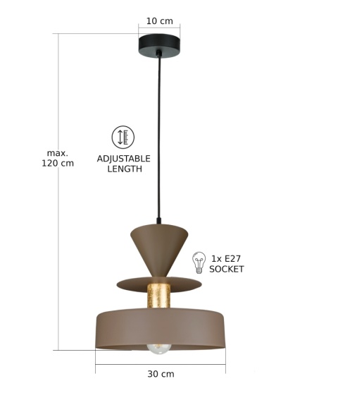 Pendant Lamp 1xE27 Valia Brown