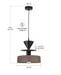 Pendant Lamp 1xE27 Valia II Brown/Black