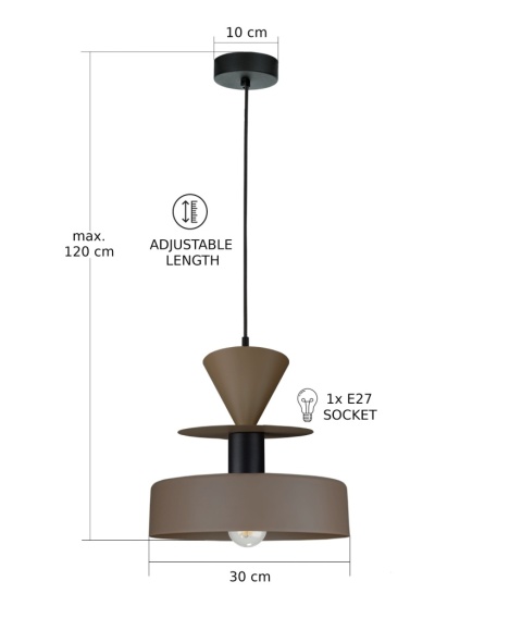 Lampa wisząca 1xE27 Valia II Brown