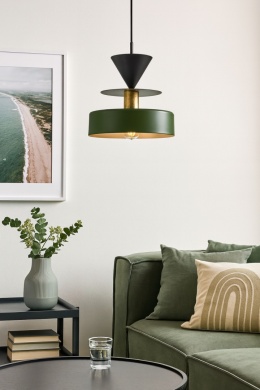 Lampa wisząca 1xE27 Valia Khaki/Black