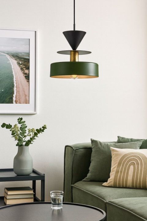 Lampa wisząca 1xE27 Valia Khaki/Black