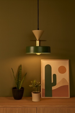 Lampa wisząca 1xE27 Valia Khaki/Latte