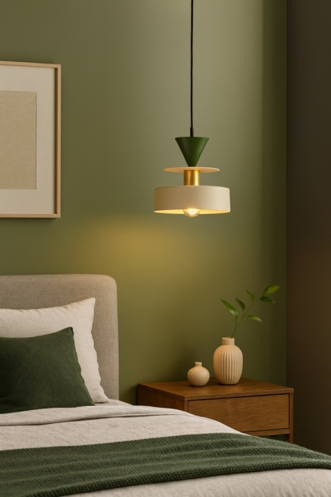 Lampa wisząca 1xE27 Valia Latte/Khaki