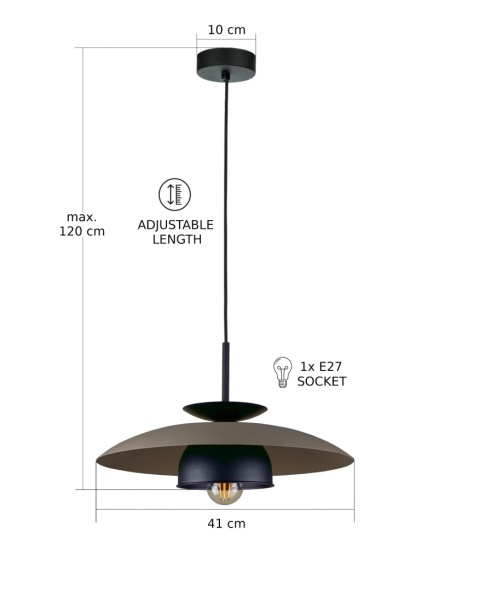 Lampa wisząca 1xE27 Zenya Brown/Black