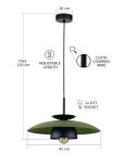 Pendant lamp 1xE27 Zenya Khaki/Black