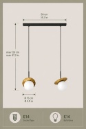 Lampa wisząca 2xE14 Aura Black/Gold