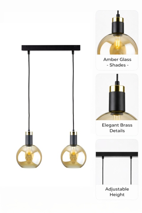 Pendant Lamp 2xE27 Auralis Black/Gold