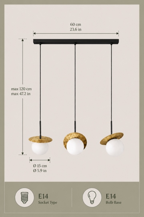 Lampa wisząca 3xE14 Aura Black/Gold