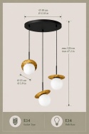 Lampa wisząca 3xE14 Aura Black/Gold