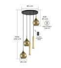 Lampa wisząca 3xE27 + 2xGU10 CALYPSO BLACK/GOLD 2888