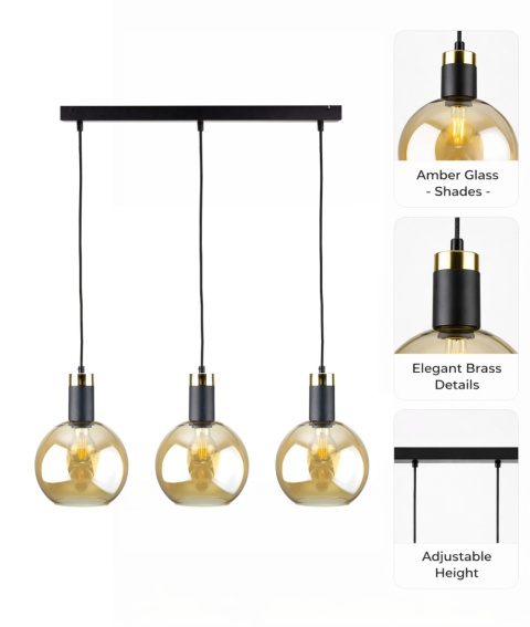 Lampa wisząca 3xE27 Auralis Black/Gold