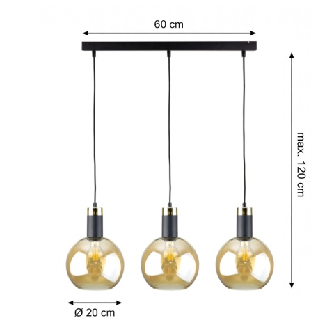 Lampa wisząca 3xE27 Auralis Black/Gold